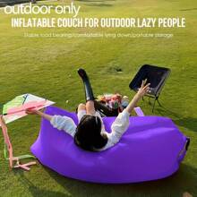 1pc Ultra-Portable Inflatable Camping Sofa | 5-Second Instant Setup For #VanLifeEssentials & #SpringBreak2025 | Lightweight Beach, Hiking Gear With Storage Bag | Durable Ripstop Polyester | 5 Colors ,Purple, Blue, Red, Green, Black(With The Help Of An Electric Fan You Can Quickly Fill The Sofa)