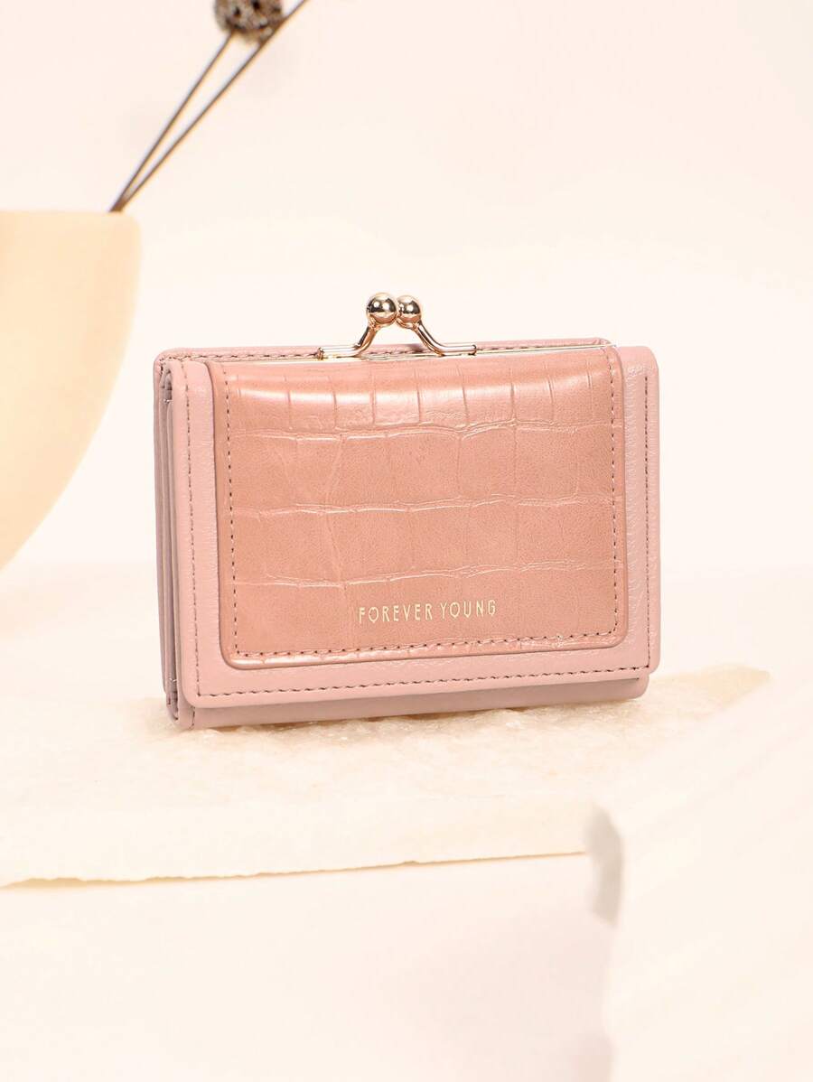 Small Wallet Credit Card Decor Small Wallet Trifold Letter Graphic For Women Wallet Mini Wallet Purse Wallet Wallet Wallet - Dusty Pink - View 1