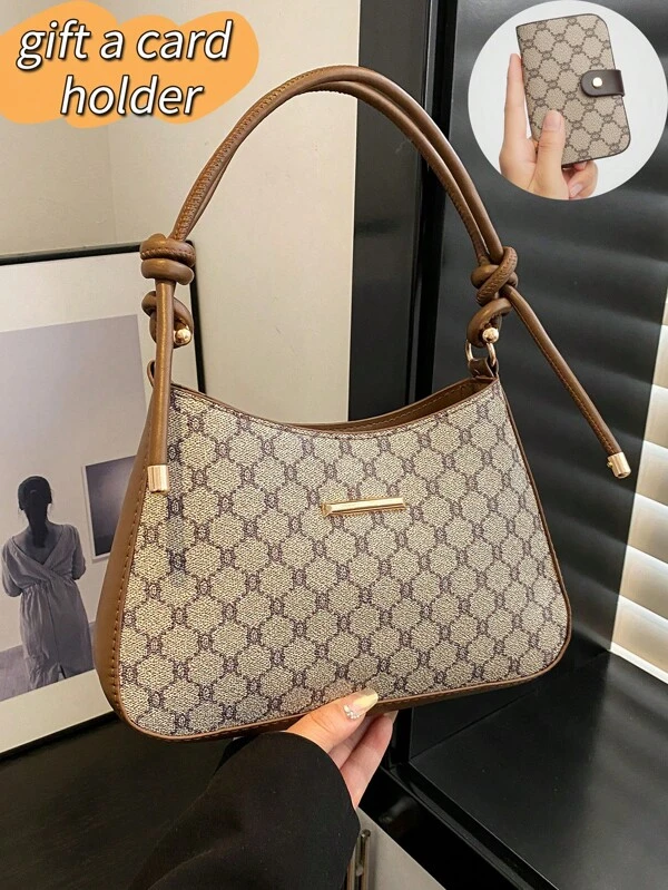 Bolso grande de hombro con diseño floral retro para mujer, de estilo casual y versátil