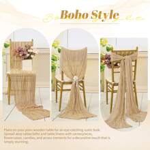 1 Stück Käsetuchtischläufer, Boho Käsetuch Landhausstil transparenter Tischläufer, geeignet für Hochzeit, Babyparty, Geburtstag oder Feiertagstisch-Deko, romantische Party-Tischdekoration