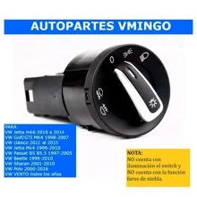 Vmingo Euroswitch Perilla Interruptor Luces VW Jetta Mk6 (2010 a 2014) Golf/GTI MK4 (1998-2007) Jetta Mk4 (1999-2004) Passat B5 B5.5 (1997-2005) Beetle (1999-2010) Sharan (2001-2010) Polo 6R (2009-2014), VENTO todos los años, Derby, Clásico (2012 a 2015) Vmingo Mexico - Negro - Ver 3