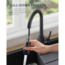 Kitchen Faucet With Pull-Down Spray Single Handle High Arc Commercial Stainless Steel Brushed Nickel Kitchen Sink Faucet With Deck Suitable For Bar Laundry RV Farmhouse - màu đen - Xem 4
