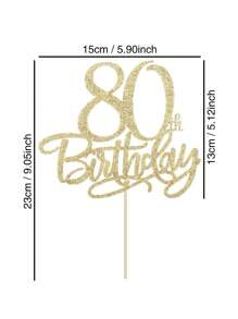 Shiny Gold Birthday Cake Topper, Suitable For 30th/50th/60th/80th Birthday Cake Decoration, Cake Toppers For Birthday Party