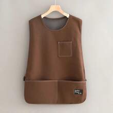 1 件时尚帆布围裙，男女通用实用背心，可调节侧扣，网状背部设计，防水材料，适合家庭烹饪、园艺、烘焙、咖啡厅工作 - 彩色 - 查看 2