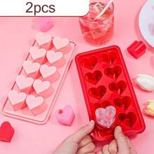 1/2/3pcs Heart/Star Shaped Silicone Tray Mold, 10 Cavity Easy Release Ice Cube Mold, Suitable For Home, Bar, KTV, Pink Or Red, Heart Shaped Ice Cube Maker Mold, Makes 10 Ice Cubes At A Time, Summer, Summer Set - Multicolor - View 19