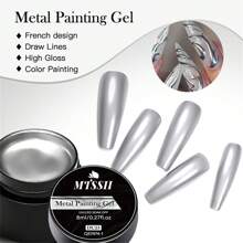 Mtssii 8ML 超亮金属绘画凝胶指甲油金银镜面凝胶指甲油花朵画线法式指甲油 - 彩色 - 查看 9