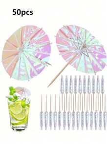 20-100 chiếc ô giấy mini, ô che đồ uống, ô giấy có tăm gỗ dùng trang trí bánh cupcake chanh mùa hè, trang trí tiệc ngoài trời, cắm trại. - Nhiều màu - Xem 1