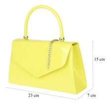 Girly Handbags Women's Patent Clutch Bag Small Hard Case Evening Handbag - Yellow - View 3
