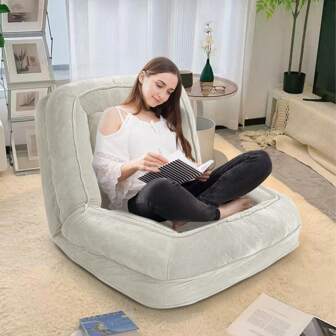 Upholstered Human Dog Bed For Adult & Pets, Convertible Lazy Sofa Bed With 5 Adjustable Position, Comfy Tatami Sofa Bed Bean Bag Sofa With 2 Soft Pillows For Bedroom Living Room Office