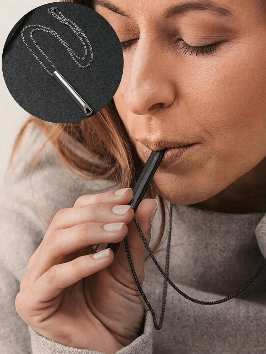 Naszyjnik oddechowy 1 szt., redukujący lęk i stres, bez gwizdka, urządzenie uspokajające Calmigo do medytacji, narzędzie do głębokiego oddychania i uważności