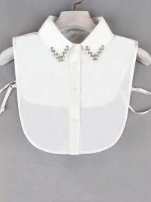 1pc Black & White Apricot & Red & Green Chiffon Detachable Collar With Pointed Ends, Classic - Chiffon False Collar - View 22