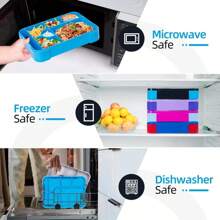 Adorable Pattern Kids Lunch Box Portable Divided Microwave Oven Bento Box Leakproof Food Container For Back To School Kitchen