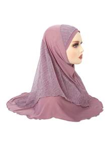 1pc Women's All Season Solid Color Lace Hollow Out Double Layer Oversized Hat, Multi-Color Fashionable Beanie - A - View 34