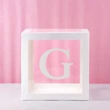 Cajas de globos blancos, con letras para Baby Shower, 1 caja con 1 letra o 1 juego de 4 cajas y letras B-A-B-Y, decoraciones de fiesta de baby shower para fiestas de cumpleaños, cajas de globos transparentes, bloques claros para fiestas de cumpleaños, duchas nupciales, revelación de género, decoraciones de cajas de globos