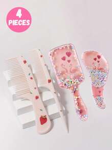 4pcs/2pcs Cute Cartoon Hair Comb Set, Including Air Cushion Comb And Fine Tooth Comb, Suitable For All Hair Types. Smooth Hair Comb Set With Flexible Bristles And Anti-Static Comb. Hairstyle Design Without Knots, Creating A Relaxed Texture, Ideal For Giving Gifts