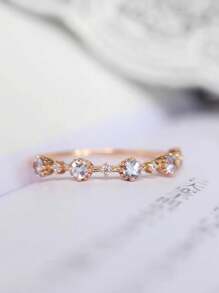 1pc Simple Luxury S925 Sterling Silver Small Diamond & Cubic Zirconia Ring, Suitable For Women's Daily Wear