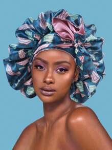 1pc Women's Double Layer Satin Hair Wrap, African Style Pattern, Home Decor & Hair Care - Multicolor - View 1