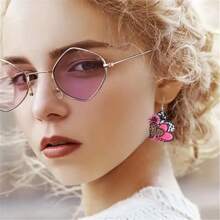 A Pair Of 2D Flat Acrylic Heart-Shaped And Sunflower Decorative Earrings, Party Style Acrylic Jewelry, Suitable For Daily Gatherings And Valentine's Day Wear - Multicolor - View 7