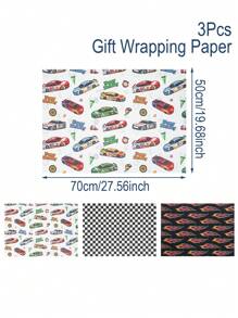 3/6Pcs Race Car Theme Gift Wrapping Paper, Racing Party Wrapping Paper, 70*50cm Packaging Paper, Waterproof Wrapping Paper, Racing Event Decoration Supplies, Flower Bouquet Supplies, Racing Birthday Party Decor, Baby Shower Supplies, 1st Birthday Party Decor, Wedding Decor, Bridal Shower Favors, Gender Reveal Party Supplies, Daily Party Supplies, Gift Wrapping Supplies, Racing Driver Fans Meeting Favors, Perfect Gifts For Racing Lover