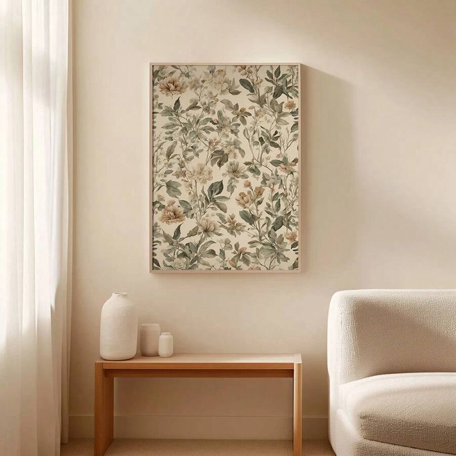 1 件无框仿古植物花卉复古墙壁艺术海报帆布印刷简约乡村农舍装饰复古绘画适用于宿舍、公寓、客厅、现代家居装饰 - 彩色 - 查看 1