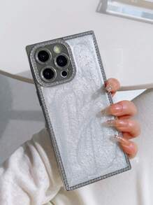Sequins 1pc Fashionable Square Electroplated Dropper Phone Case, Protecting And High Quality For:IPhone13/13pro/13 Promax/IPhone14/14pro/14promax/IPhone15/15pro/15promax/IPhone16/16pro/16promax/IPhone14 Plus/15 Plus/16 Plus