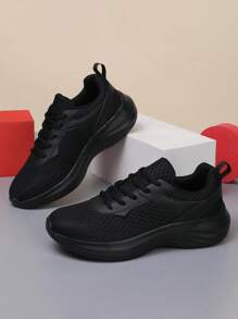 Plus Size Women Breathable Lightweight Running Shoes Women's Low-Top Casual Shoes Women's Sports Shoes, Black Solid Black Work Shoes Men's Sports Shoes Men's Mesh Sneakers Running Shoes, Jogging Shoes - Black - View 4
