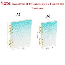 A5 A6 Water Wave Customized Cover Loose Leaf Binder, Multi-Color 6 Holes, Pink Purple Green Acrylic Cover Options, Cover And Portable Size, With Inner Pages & Refills, Suitable For School, Office, Planner, Travel Photo, Note Taking, Creative Writing, DIY Albums, Memo Pads, Travel Journals, Cash Check Holders,School Supplies,Back To School