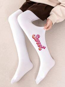 1 Pair Girls Creative English Letter Design Dance Tights