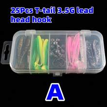 1 Set Of Bionic Soft Bodied Fish Lure, Realistic Lure Set, Soft Bait Lure Box, Bionic Screw Curly Grub With Lead Head Hook, Artificial Bait - Multicolor - View 12