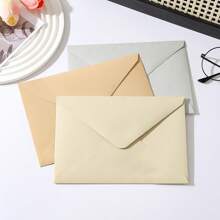 10pcs Solid Green Vintage European Style Straw Paper Large Envelope, Suitable For Various Occasions - Multicolor - View 2