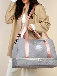 带有独立鞋隔层的极简主义旅行包、多功能瑜伽手提包、轻便健身包、干湿分离衣物收纳袋、可调节肩带，可手提、肩背或斜挎 - 彩色 - 查看 7