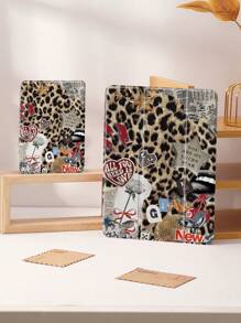 Newspaper Leopard Print Patchwork Protective Case Compatible With IPad Air4/5 10.9inch, IPad 7/8/9/10.2inch, IPad 10th Gen, Compatible With Kindle Paperwhite 12th Gen 2024, Kindle (11th Generation) 2022 Release, Compatible With Samsung Galaxy Tab S6 Lite 10.4 Inch, Case Has Auto Sleep/Wake Function, Multiple Styles Available - Multicolor - View 4