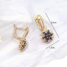 1 对时尚优雅的锆石六角形花卉耳钉，适合女性日常佩戴 - 六芒星耳扣 - 查看 5