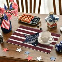 1pc/4pcs/6pcs American Independence Day Stars & Stripes Linen Placemats, Durable Dining Table Mats Suitable For Home, Restaurant, Decor - Multicolor - View 9