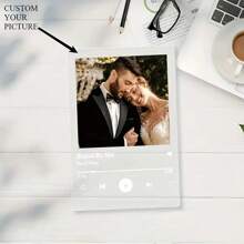 1 Customized Acrylic Music Plaque With Multiple Photos And Text, Suitable For Valentine's Day Gift, For Him And Her. Customizable Photo Album Cover, Music Song Plaque With Photos, Suitable For Father's Day, Graduation, Wedding, New Home, Restaurant, Living Room, Bedroom, Office, Tea Room, Home, Valentine's Day Decor.