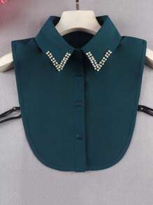 1pc Black & White Apricot & Red & Green Chiffon Detachable Collar With Pointed Ends, Classic - Chiffon False Collar - View 8