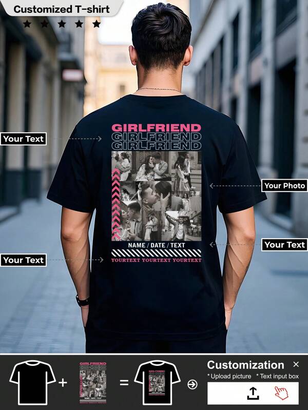 Camiseta personalizada para parejas, sube tu foto, camiseta para pareja, parte superior transpirable, deportes, correr, fitness, con estilo, moda, hipster, casual, minimalista elegante, personalizada, personalizada, única, disfraces de hombre, armario cápsula, estilo básico/callejero para hombre, regalos ideales para él, novio, familia, amigos, para cumpleaños, para vacaciones/días festivos, para la escuela/competición, para deportes/escalada