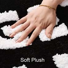 Bathroom Rug,Funny Bath Mat Non Slip Absorbent Black Bath Rug Cute Bath Mats For Bathroom Floor And Shower Funny Bathroom Decor For Apartment Machine Washable,16" X 24" /20" X 32" - Đen và trắng - Xem 8
