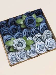 25 piezas de flores artificiales con aspecto real, rosas de espuma antigua con tallos para manualidades, ramos de boda, centros de mesa de baby shower, arreglos florales, decoración de mesas de fiesta y decoración del hogar