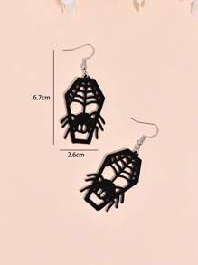1 paar gotische donkere stijl doodskist & spin hanger oorbellen voor vrouwen, punk spinnenweb holle oorbellen voor Halloweenfeest