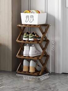 Étagère à chaussures à plusieurs niveaux, sans assemblage requis, étagère à chaussures économique pour la maison, pliable, meuble à chaussures de salon créatif, étagère à chaussures en bois pour petits espaces