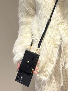 Bolsa con cierre tipo bandolera, monedero y soporte para tarjetas y teléfono, compatible con Samsung Galaxy S25, S24, S23 Ultra Plus, A55, A54, A53. Carcasa trasera de TPU suave de lujo y sencilla, regalo para hombres y mujeres