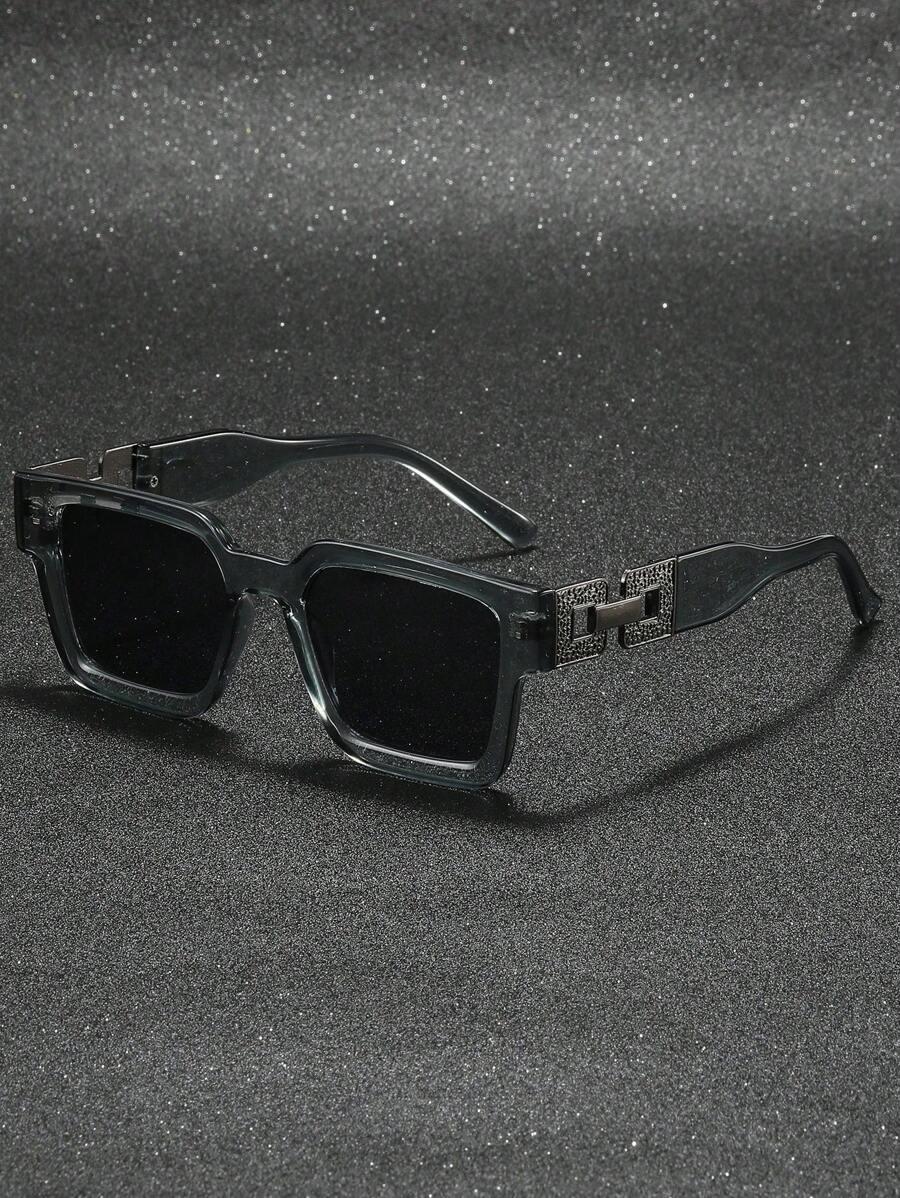 1pc Men Simple Popular Design Street Style Fashion Glasses For Driving Camping Daily Life Accessories For Summer Beach Vacation,Outdoor,Travel - 1pc Transparent Gray Frame Gray Sheet - View 1