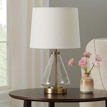 Glass Table Lamp With Brass Base, 18" High - Gold - View 4