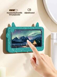 Waterproof Touchscreen Bathroom Phone Holder, Wall-Mounted Slouchy Shower Phone Holder & Storage Rack For Bathroom - Multicolor - View 17