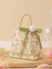 3 件装，豪华手绘花卉主题婚礼糖果盒，配有精致别针和毛绒球，婚礼礼物，生日派对周年纪念礼盒，圣诞巧克力饼干包装盒 - 彩色 - 查看 10