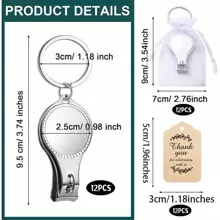 36 Piezas/12 Set, Abridor de botellas con llavero de cortauñas de plata, etiqueta, bolsa de organza - Regalo de recuerdo para invitados de boda y fiesta (Estilo clásico) - Duradero, resistente a la corrosión, fácil de usar - Decoración de boda perfecta y favorito para fiestas
