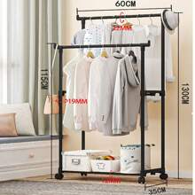 1pc Basic Floor Standing Bedroom Clothes/Pants/Shoes/Hat All-In-One Rack With Wheel, Multifunctional Drying Rack And Storage Organizer - Multicolor - View 15