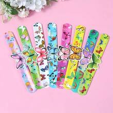 12pcs Colorful Resin Butterfly Bangle Bracelets, Vibrant Plastic Cracked Circle Bangle Bracelets With Butterfly Design, Suitable For Wedding, Bridal Shower, Birthday Party Decoration - No Power Required