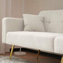 Modern Sofa With Folding Function Convertible Couch With Pockets And Gold-Plated Legs For Living Room Guest Room Or Office